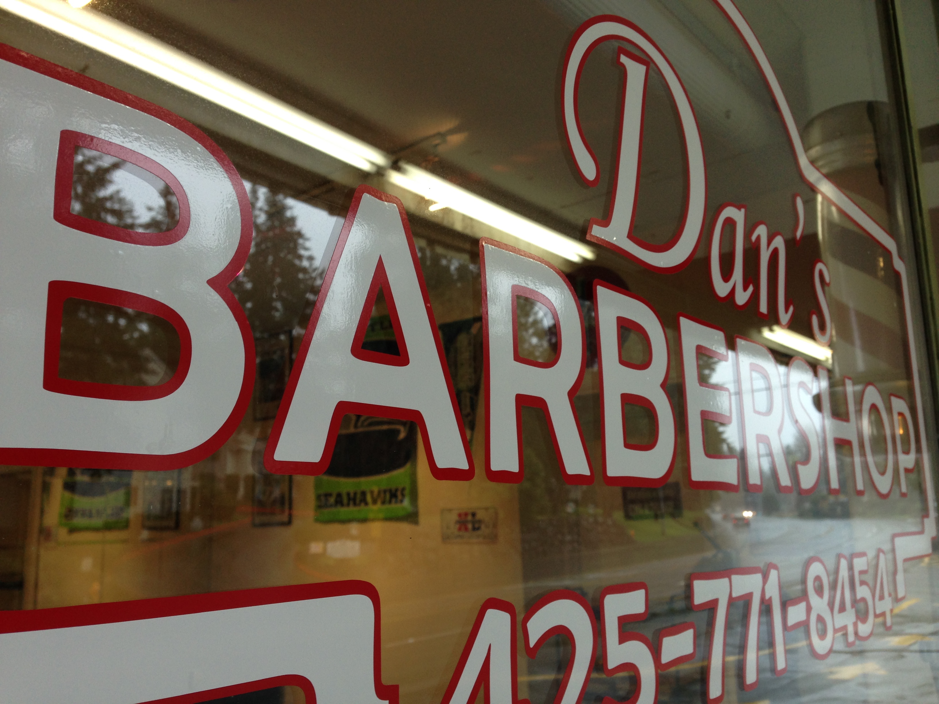 Window Graphics for Dan?s Barbershop Vinyl Lab NW Sign Company